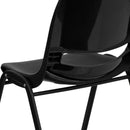 SINGLEWAVE Series 880 lb. Capacity Black Ergonomic Shell Stack Chair with Black Frame