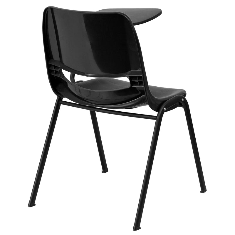 Black Ergonomic Shell Chair with Left Handed Flip-Up Tablet Arm