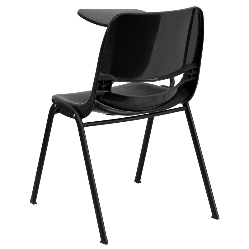 Black Ergonomic Shell Chair with Right Handed Flip-Up Tablet Arm