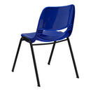SINGLEWAVE Series 880 lb. Capacity Blue Ergonomic Shell Stack Chair with Black Frame
