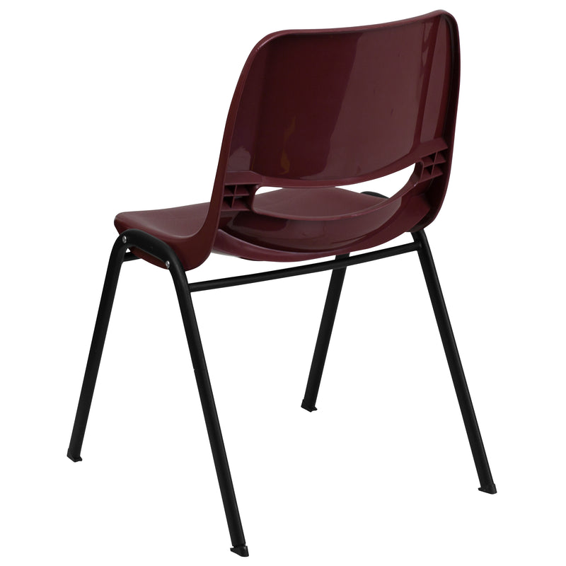 SINGLEWAVE Series 880 lb. Capacity Burgundy Ergonomic Shell Stack Chair with Black Frame