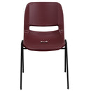 SINGLEWAVE Series 880 lb. Capacity Burgundy Ergonomic Shell Stack Chair with Black Frame