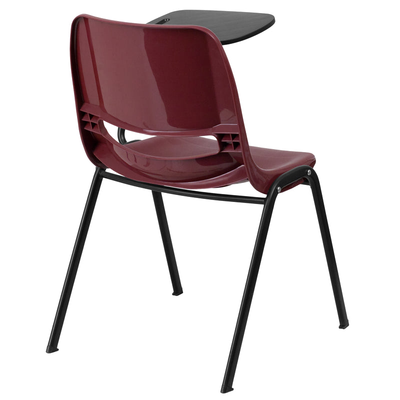 Burgundy Ergonomic Shell Chair with Left Handed Flip-Up Tablet Arm