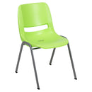 SINGLEWAVE Series 880 lb. Capacity Green Ergonomic Shell Stack Chair with Gray Frame