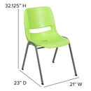 SINGLEWAVE Series 880 lb. Capacity Green Ergonomic Shell Stack Chair with Gray Frame