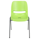 SINGLEWAVE Series 880 lb. Capacity Green Ergonomic Shell Stack Chair with Gray Frame