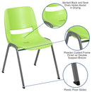 SINGLEWAVE Series 880 lb. Capacity Green Ergonomic Shell Stack Chair with Gray Frame