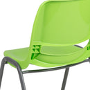 SINGLEWAVE Series 880 lb. Capacity Green Ergonomic Shell Stack Chair with Gray Frame