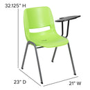Green Ergonomic Shell Chair with Left Handed Flip-Up Tablet Arm