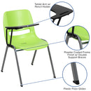 Green Ergonomic Shell Chair with Right Handed Flip-Up Tablet Arm