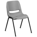 SINGLEWAVE Series 880 lb. Capacity Gray Ergonomic Shell Stack Chair with Black Frame
