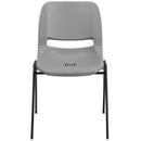 SINGLEWAVE Series 880 lb. Capacity Gray Ergonomic Shell Stack Chair with Black Frame