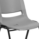 SINGLEWAVE Series 880 lb. Capacity Gray Ergonomic Shell Stack Chair with Black Frame