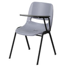 Gray Ergonomic Shell Chair with Left Handed Flip-Up Tablet Arm