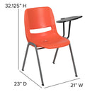 Orange Ergonomic Shell Chair with Left Handed Flip-Up Tablet Arm
