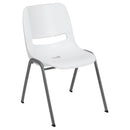 SINGLEWAVE Series 880 lb. Capacity White Ergonomic Shell Stack Chair with Gray Frame
