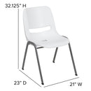 SINGLEWAVE Series 880 lb. Capacity White Ergonomic Shell Stack Chair with Gray Frame