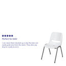 SINGLEWAVE Series 880 lb. Capacity White Ergonomic Shell Stack Chair with Gray Frame