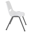 SINGLEWAVE Series 880 lb. Capacity White Ergonomic Shell Stack Chair with Gray Frame