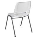 SINGLEWAVE Series 880 lb. Capacity White Ergonomic Shell Stack Chair with Gray Frame