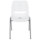 SINGLEWAVE Series 880 lb. Capacity White Ergonomic Shell Stack Chair with Gray Frame
