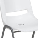 SINGLEWAVE Series 880 lb. Capacity White Ergonomic Shell Stack Chair with Gray Frame
