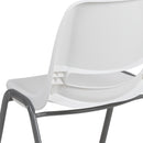 SINGLEWAVE Series 880 lb. Capacity White Ergonomic Shell Stack Chair with Gray Frame