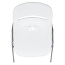 SINGLEWAVE Series 880 lb. Capacity White Ergonomic Shell Stack Chair with Gray Frame
