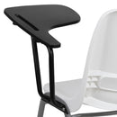 White Ergonomic Shell Chair with Left Handed Flip-Up Tablet Arm