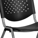 SINGLEWAVE Series 880 lb. Capacity Black Plastic Stack Chair with Titanium Gray Powder Coated Frame