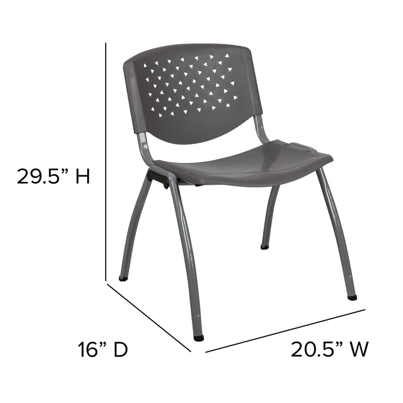 SINGLEWAVE Series 880 lb. Capacity Gray Plastic Stack Chair with Titanium Gray Powder Coated Frame