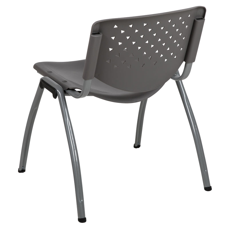 SINGLEWAVE Series 880 lb. Capacity Gray Plastic Stack Chair with Titanium Gray Powder Coated Frame