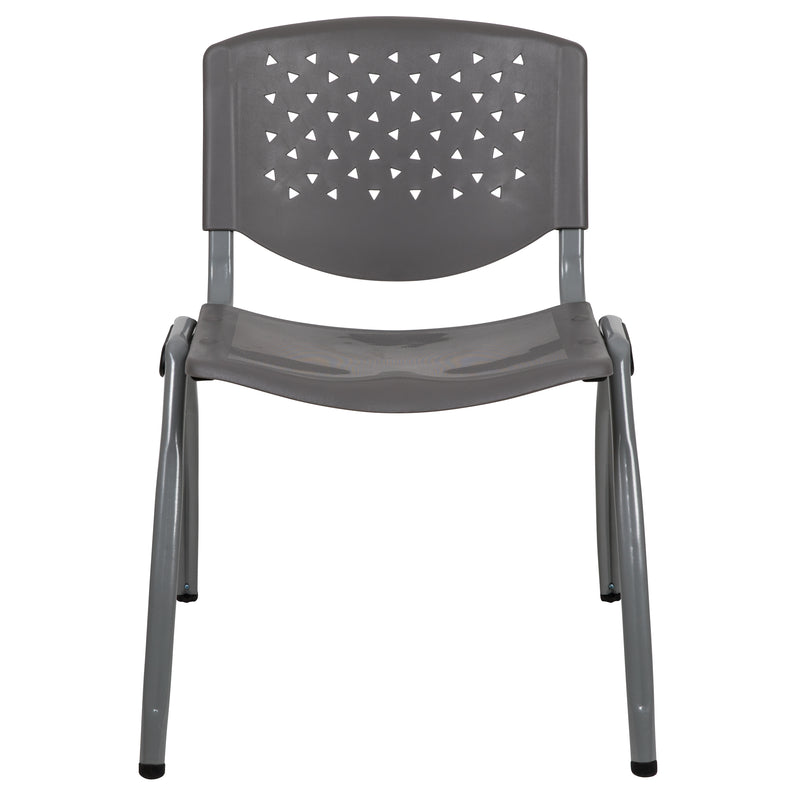 SINGLEWAVE Series 880 lb. Capacity Gray Plastic Stack Chair with Titanium Gray Powder Coated Frame