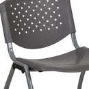 SINGLEWAVE Series 880 lb. Capacity Gray Plastic Stack Chair with Titanium Gray Powder Coated Frame