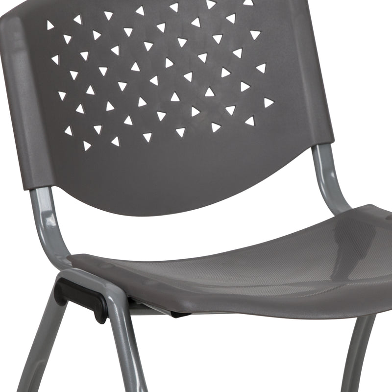 SINGLEWAVE Series 880 lb. Capacity Gray Plastic Stack Chair with Titanium Gray Powder Coated Frame