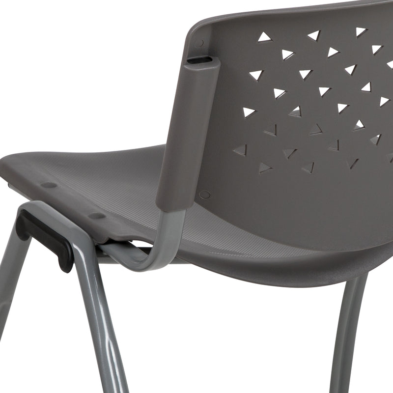 SINGLEWAVE Series 880 lb. Capacity Gray Plastic Stack Chair with Titanium Gray Powder Coated Frame