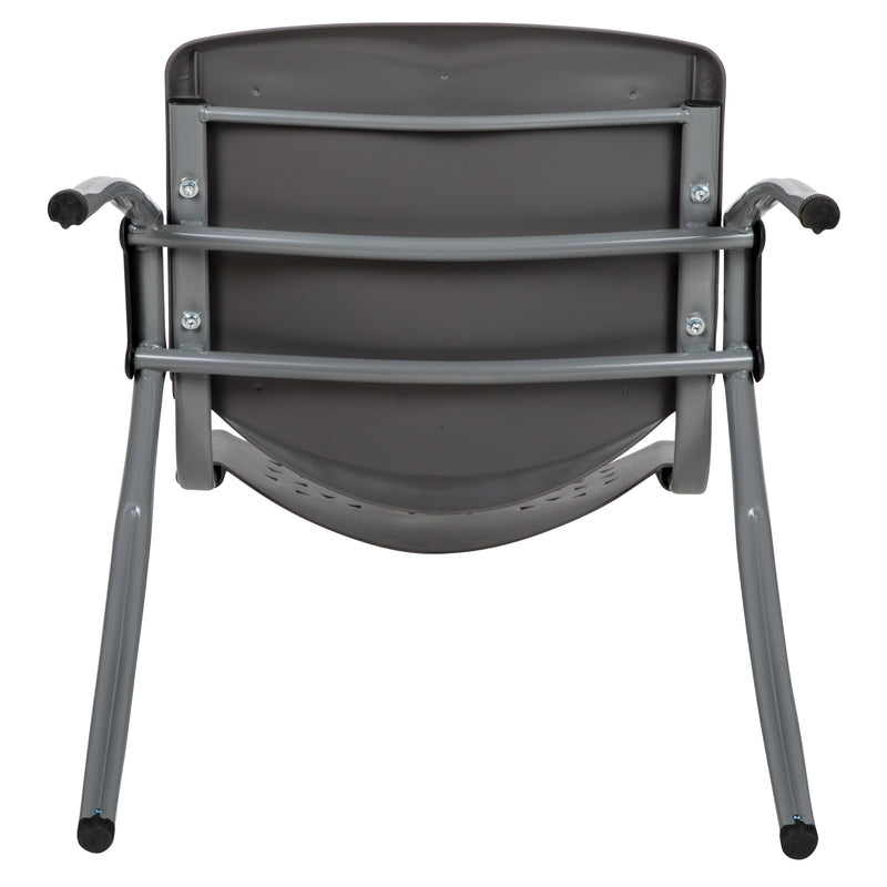 SINGLEWAVE Series 880 lb. Capacity Gray Plastic Stack Chair with Titanium Gray Powder Coated Frame