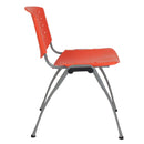 SINGLEWAVE Series 880 lb. Capacity Orange Plastic Stack Chair with Titanium Gray Powder Coated Frame