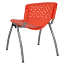 SINGLEWAVE Series 880 lb. Capacity Orange Plastic Stack Chair with Titanium Gray Powder Coated Frame