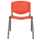 SINGLEWAVE Series 880 lb. Capacity Orange Plastic Stack Chair with Titanium Gray Powder Coated Frame