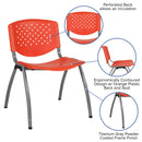 SINGLEWAVE Series 880 lb. Capacity Orange Plastic Stack Chair with Titanium Gray Powder Coated Frame