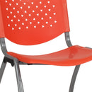 SINGLEWAVE Series 880 lb. Capacity Orange Plastic Stack Chair with Titanium Gray Powder Coated Frame