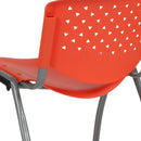 SINGLEWAVE Series 880 lb. Capacity Orange Plastic Stack Chair with Titanium Gray Powder Coated Frame