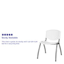 SINGLEWAVE Series 880 lb. Capacity White Plastic Stack Chair with Titanium Gray Powder Coated Frame