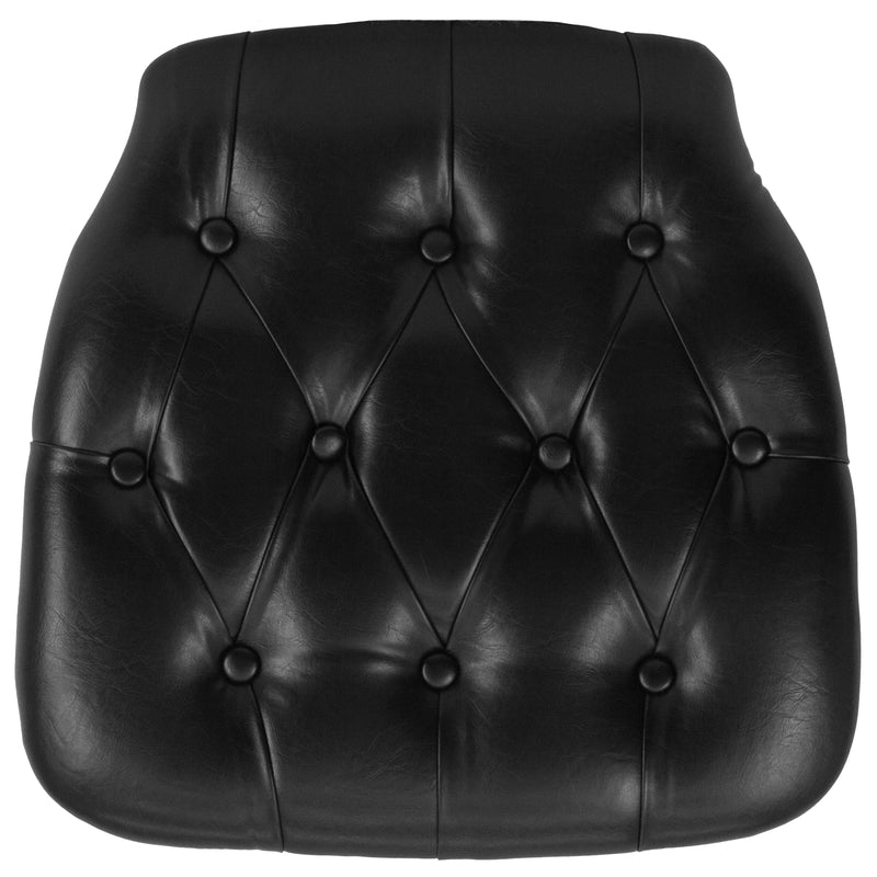 Hard Black Tufted Vinyl Chiavari Chair Cushion