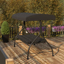 3-Seat Outdoor Steel Converting Patio Swing Canopy Hammock with Cushions / Outdoor Swing Bed (Black)