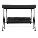 3-Seat Outdoor Steel Converting Patio Swing Canopy Hammock with Cushions / Outdoor Swing Bed (Black)