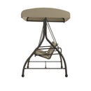 3-Seat Outdoor Steel Converting Patio Swing Canopy Hammock with Cushions / Outdoor Swing Bed (Tan)