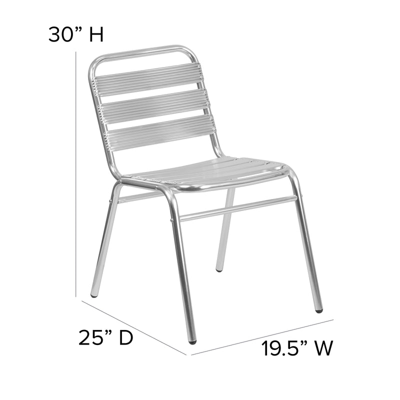 Commercial Aluminum Indoor-Outdoor Restaurant Stack Chair with Triple Slat Back