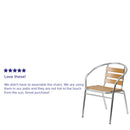 Commercial Aluminum Indoor-Outdoor Restaurant Stack Chair with Triple Slat Faux Teak Back